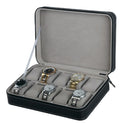 Watch Case For 10 Slots Travel Briefcase Design Leather Large Compartments Zipper
