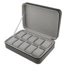 Watch Case For 10 Slots Travel Briefcase Design Leather Large Compartments Zipper