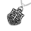 Gothic Style Mens Stainless Steel Necklace with Skeleton Skull Heads Shield Pendant