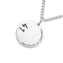 Stainless Steel Round Pendant Distinction Unique Lettering Necklace Jewelry