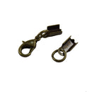 Pack of 12 Brass Lobster Claw Clasp And Leather Crimp Clip Ends Set Antique Bronze