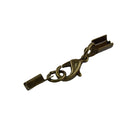 Pack of 12 Brass Lobster Claw Clasp And Leather Crimp Clip Ends Set Antique Bronze