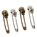 Retro Fashion Skull Head Pins Accessories Supplies DIY Jewelry Finding 4Pcs Silver & Gold 50x14mm for Clothing Bag Necklace Bracelet