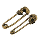 Retro Fashion Skull Head Pins Accessories Supplies DIY Jewelry Finding 4Pcs Silver & Gold 50x14mm for Clothing Bag Necklace Bracelet