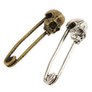 Retro Fashion Skull Head Pins Accessories Supplies DIY Jewelry Finding 4Pcs Silver & Gold 50x14mm for Clothing Bag Necklace Bracelet