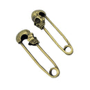 Retro Fashion Skull Head Pins Accessories Supplies DIY Jewelry Finding 4Pcs Silver & Gold 50x14mm for Clothing Bag Necklace Bracelet