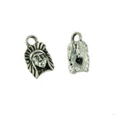 40 Pieces Tibetan Silver North American Chief Head Pendant Charm Findings
