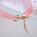 Classic Velvet Gothic Choker Necklace Women Breast Cancer Awareness Jewelry