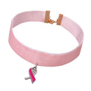 Classic Velvet Gothic Choker Necklace Women Breast Cancer Awareness Jewelry
