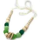Wooden Crochet Round Beads Necklace Teether Baby Chew Grasping Nursing Toy