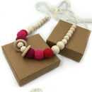 Wooden Crochet Round Beads Necklace Teether Baby Chew Grasping Nursing Toy