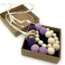 Wooden Crochet Round Beads Necklace Teether Baby Chew Grasping Nursing Toy