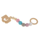 Wooden Camera Circle Beads Bracelet Safe Teether Chew Toy Baby Grasping Toy Colorful