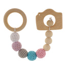 Wooden Camera Circle Beads Bracelet Safe Teether Chew Toy Baby Grasping Toy Colorful