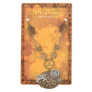 Vintage Rock Multigear Horse Watch Shaped Steampunk Dangle Pendant Necklace with Key Shaped Long Adjustable Chain Choker