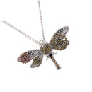 Vintage Rock Multigear And Dragonfly Shaped Steampunk Dangle Pendant Necklace with Long Adjustable Chain Choker