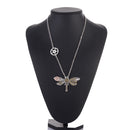 Vintage Rock Multigear And Dragonfly Shaped Steampunk Dangle Pendant Necklace with Long Adjustable Chain Choker
