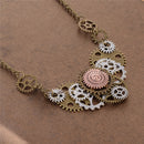 Ornate Sunflower Personality Gear Steampunk Chain Necklace for Women Men 1Pc