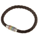 PU Leather Rainbow Braided Stainless Steel Magnet Clasp Bracelet Gay Pride LGBT Bracelet