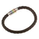 PU Leather Rainbow Braided Stainless Steel Magnet Clasp Bracelet Gay Pride LGBT Bracelet