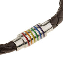 PU Leather Rainbow Braided Stainless Steel Magnet Clasp Bracelet Gay Pride LGBT Bracelet