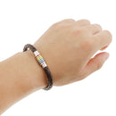 PU Leather Rainbow Braided Stainless Steel Magnet Clasp Bracelet Gay Pride LGBT Bracelet
