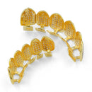 18K Gold Plated Pink Crystal Zircon Teeth Mouth Grills Caps Hip Hop for Halloween Christmas Gift
