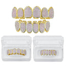 18K Gold Plated Pink Crystal Zircon Teeth Mouth Grills Caps Hip Hop for Halloween Christmas Gift