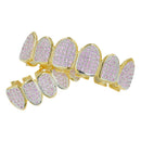18K Gold Plated Pink Crystal Zircon Teeth Mouth Grills Caps Hip Hop for Halloween Christmas Gift