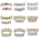 18K Gold Plated Pink Crystal Zircon Teeth Mouth Grills Caps Hip Hop for Halloween Christmas Gift