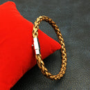 Simple Korean Style Leather Wrap Wristband Cuff Punk Bangle Magnetic Buckle Bracelet Wristband