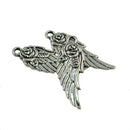 30 Pieces Tibetan Silver Angel Wing Rose Flower Charm Pendant Jewelry Making