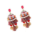 Wedding Bride Tassel Earrings with Luxuary Multicolor Pearls Ornaments