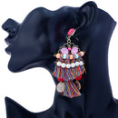 Wedding Bride Tassel Earrings with Luxuary Multicolor Pearls Ornaments