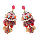 Wedding Bride Tassel Earrings with Luxuary Multicolor Pearls Ornaments