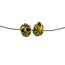 10Pcs Halloween DIY Jewelry Engraved 3D Rose Flower Skull Head Spacer Beads