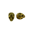 10Pcs Halloween DIY Jewelry Engraved 3D Rose Flower Skull Head Spacer Beads