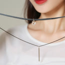 Women Rhombic Zircon Pendant Multi-layer PU Leather Clavicle Chain Necklace