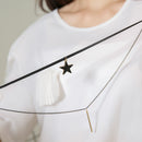 Vintage Gothic PU Leather Double Layer Star Rectangle Bolo Choker Collar Chain Necklace Lady Elegant Jewelry