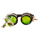 Antique Steampunk Goggles with Magnifying Lenses Welding Glasses Green Lens