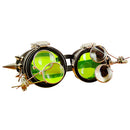 Antique Steampunk Goggles with Magnifying Lenses Welding Glasses Green Lens