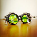 Antique Steampunk Goggles with Magnifying Lenses Welding Glasses Green Lens