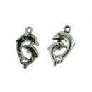 50pcs Antique Double Dolphins Charms Pendants For Necklace Bracelet DIY