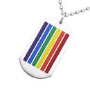 Stainless Steel Dog Tag Rainbow LGBT Lesbian Charms Gay Pride Transgender Pendant Necklace