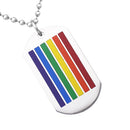 Stainless Steel Dog Tag Rainbow LGBT Lesbian Charms Gay Pride Transgender Pendant Necklace