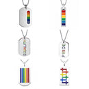 Stainless Steel Dog Tag Rainbow LGBT Lesbian Charms Gay Pride Transgender Pendant Necklace