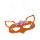 Halloween Masquerade Costume Cosplay Women Adult Child Colorful Lace Flower White Rhinestone Fox Shaped Orange Blanket Eyemask