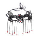 Mysterious Lacy Black Eye Mask Eyepatch Fox Pattern Dangle Tassel Mask Ball Carnival Halloween Party Women Eyemask