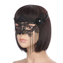 Stunning Gothic Black Lace One Side Chain Fringed Mask Ball Carnival Masquerade Eyemask Halloween Party Costume