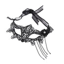 Stunning Gothic Black Lace One Side Chain Fringed Mask Ball Carnival Masquerade Eyemask Halloween Party Costume